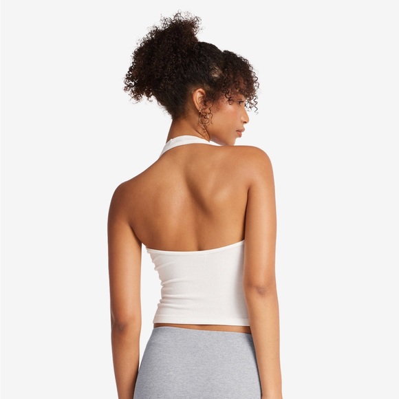 CSB White Ribbed Halter Tank - Picture 2 of 4